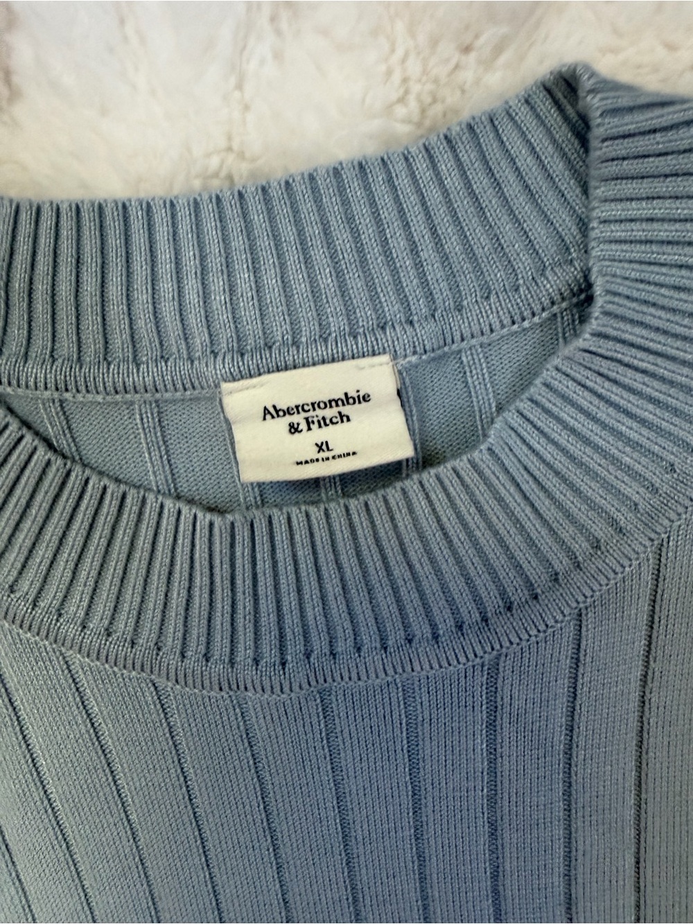 Abercrombie & Fitch Pastel Blue Ribbed Knit Mini Dress Size XL - Picture 4 of 5